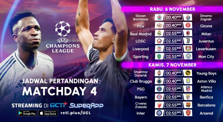 "Penayangan Live UCL Matchday 4 di RCTI+, Duel Sengit Real Madrid vs AC Milan Siap Menghibur Pecinta Sepak Bola"