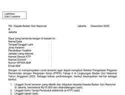 Unduh Format Surat Lamaran dan Pernyataan PPPK BGN 2025