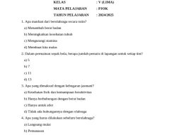 50 Soal PJOK Kelas 5 SD Terbaru dengan Kunci Jawaban